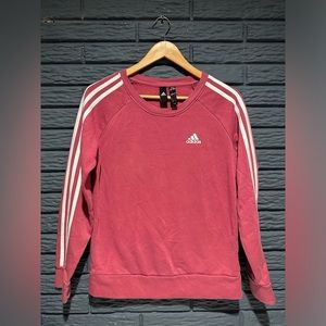 Adidas | Pink & White | 3 stripe Crew Neck | Pullover Sweatshirt | Small